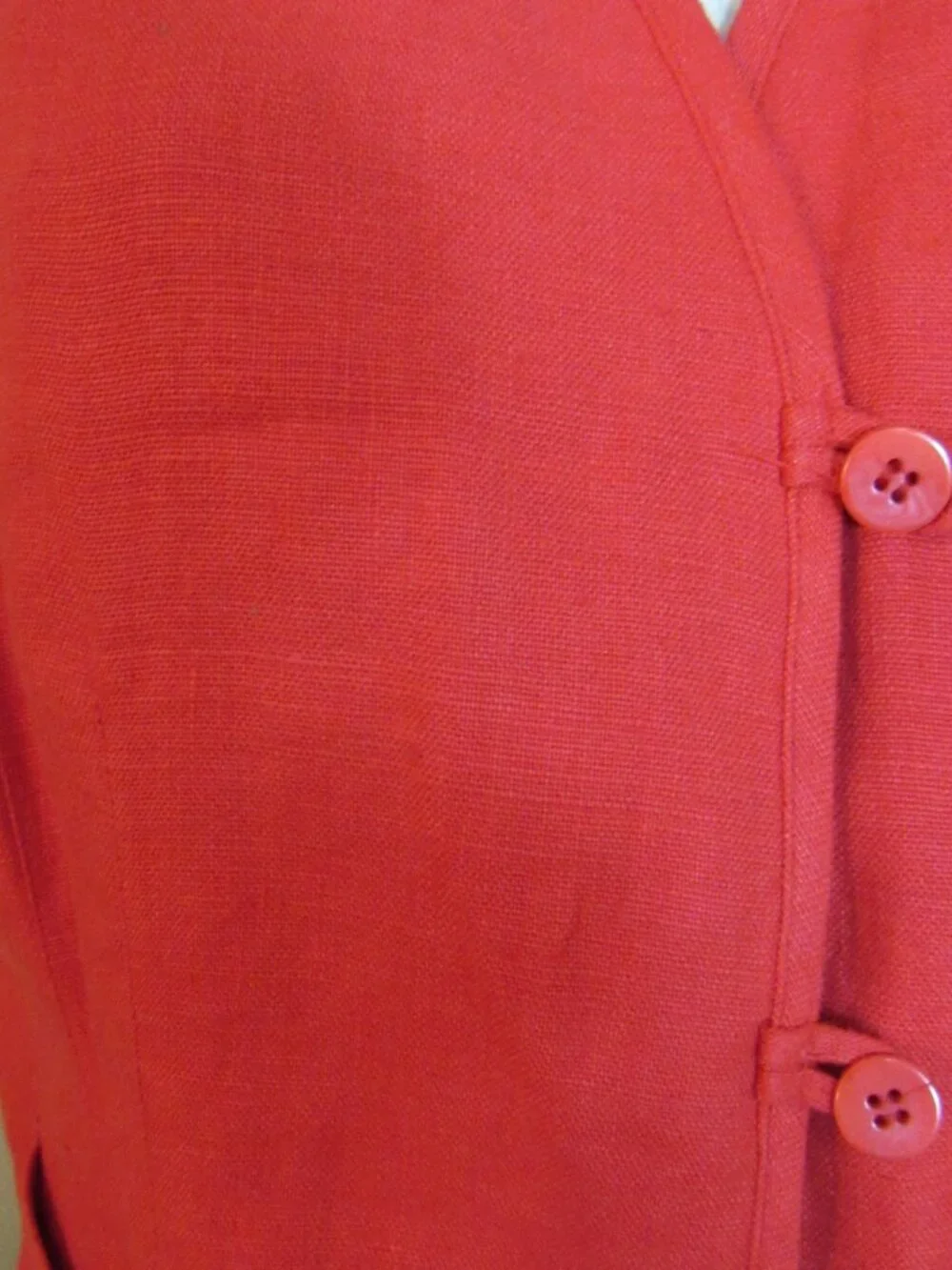 Vintage Ann Taylor Red Linen Front Lined Vest Size Large